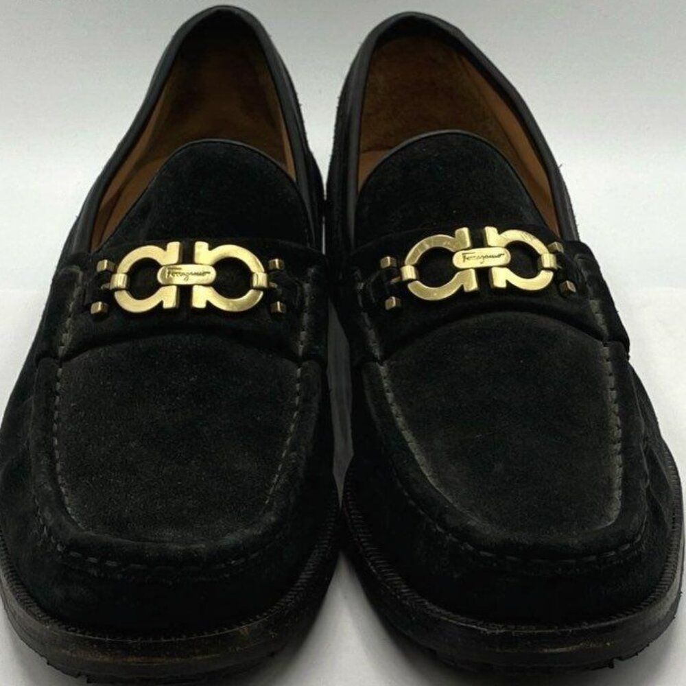 Salvatore Ferragamo Men's Black Suede Slip On